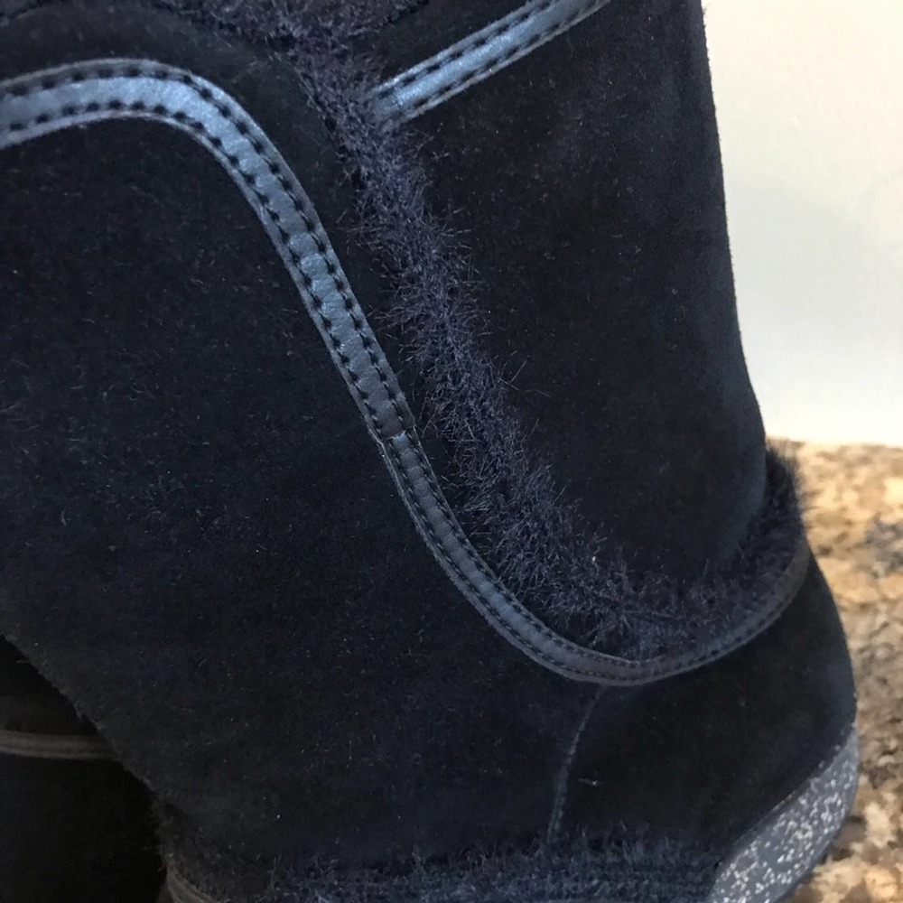 NWT EARTH BOOTS SIZE 7.5 BLACK DREAM CARAWAY WATERPROOF SUEDE LEATHER & FUR … - Picture 4 of 8